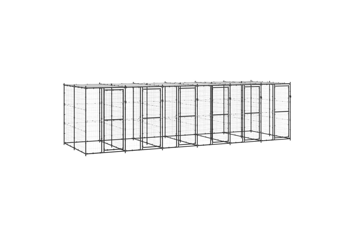 Vidaxl 3082253 Outdoor Dog Kennel Steel With Roof 14.52 M2