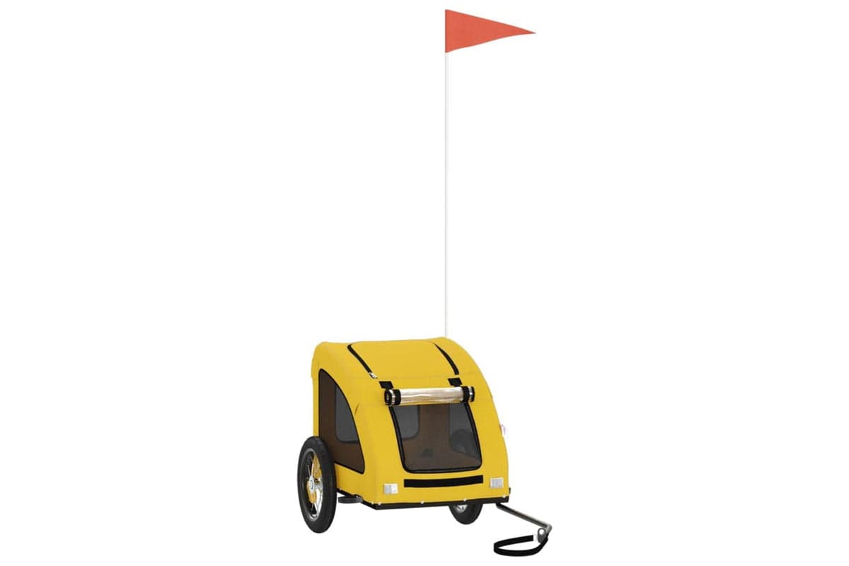 Vidaxl Pet Bike Trailer Yellow Oxford Fabric And Iron