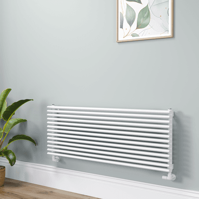 Ventura Linea White Oval Unique Designer Radiator 455x1200mm Single Panel 2836 BTU - Horizontal Bars