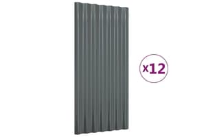 vidaXL 319136 Roof Panels 12 Pcs Powder-coated Steel Anthracite 80x36cm