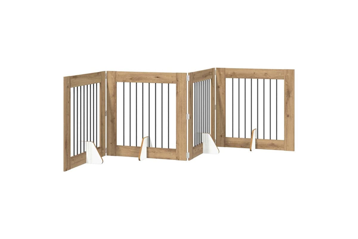 Vidaxl Foldable Dog Gate With Stands 4 Pcs Artisan Oak 321 Cm
