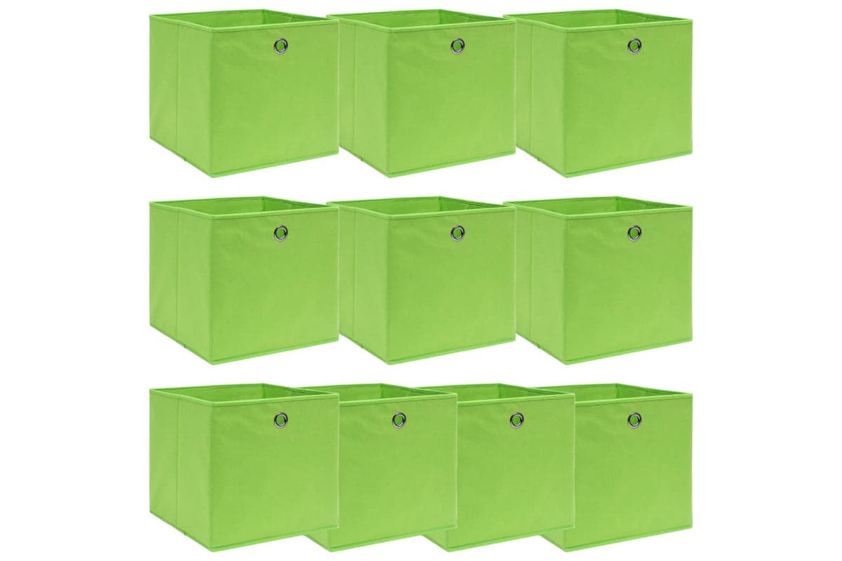 Vidaxl 288371 Storage Boxes 10 Pcs Green 32x32x32 Cm Fabric