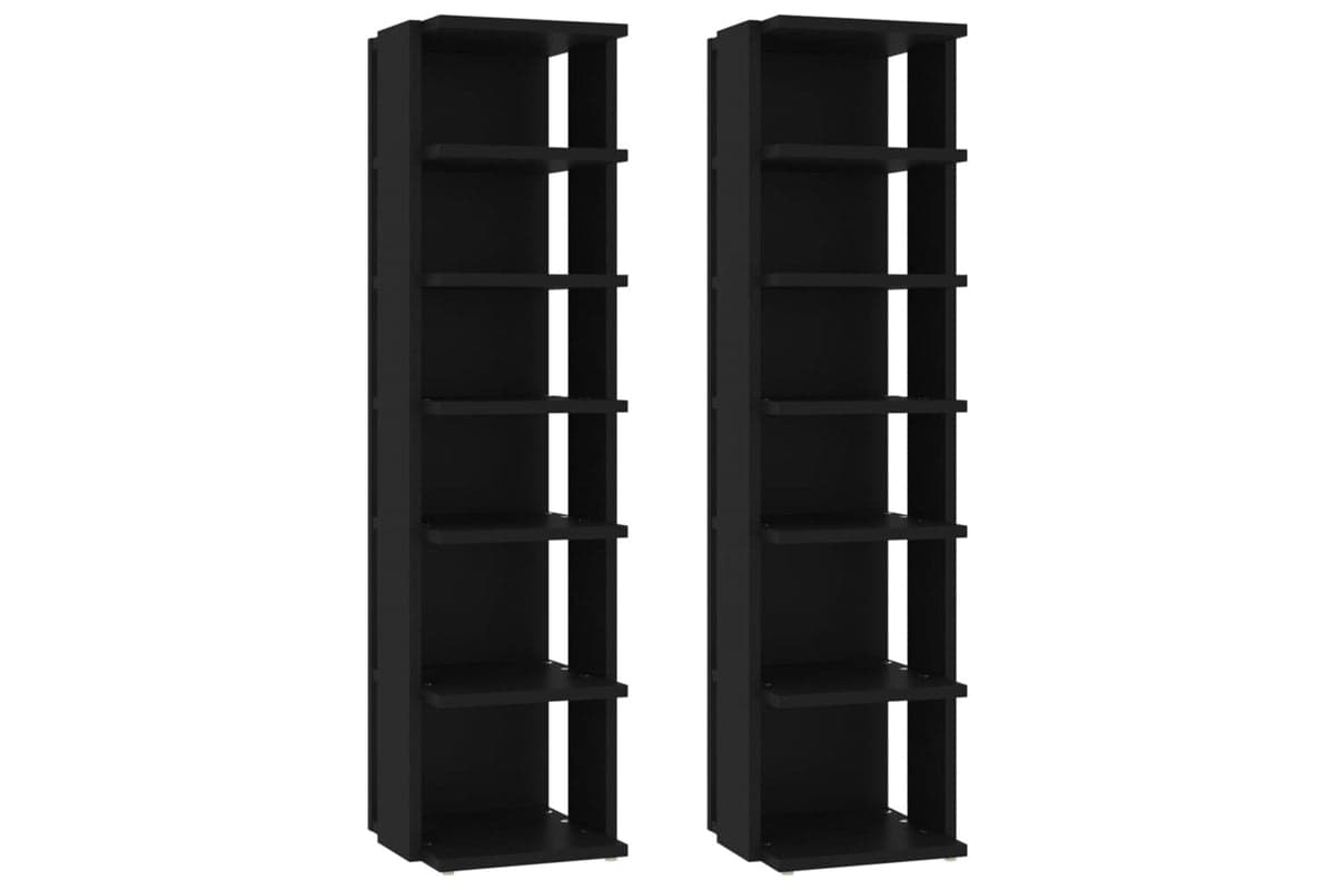 vidaXL 808488 Shoe Cabinets 2 Pcs Black 27.5x27x102cm