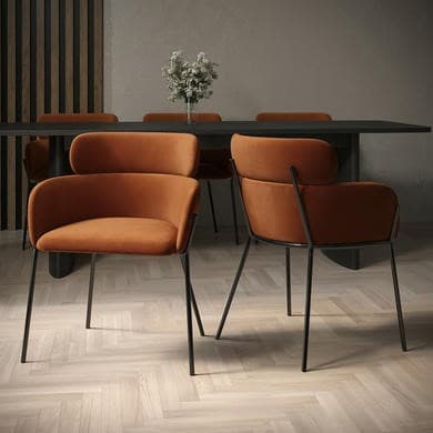 Burnt Orange Velvet - Curved Dining Chairs - Isla