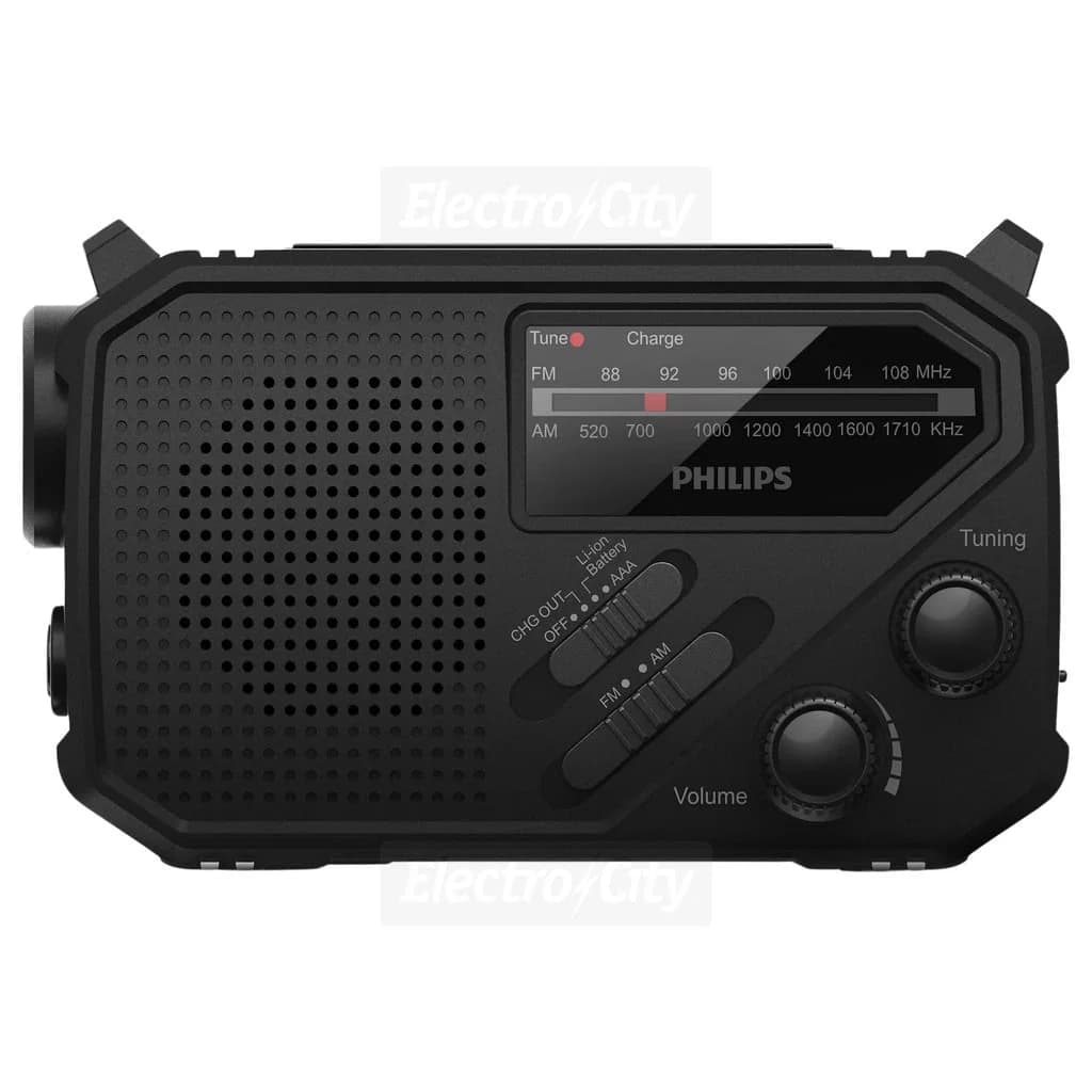 Philips Portable FM/AM Radio with Solar Power, Hand Crank & Emergency Torch