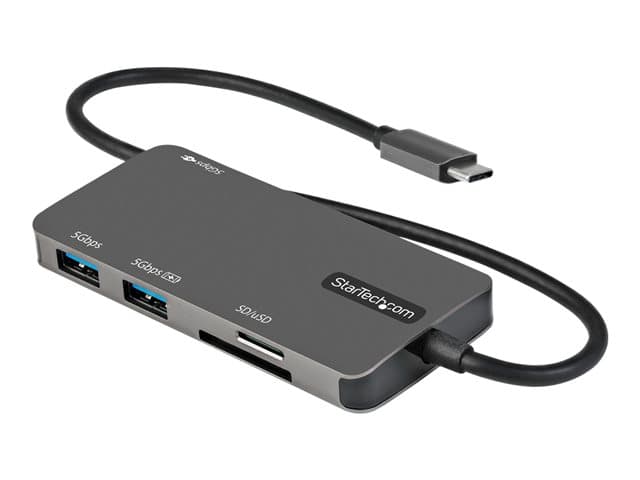 STARTECH.COM - Startech USB C Multiport Adapter, USB-C to 4K 30Hz HDMI, 100W Power Delivery Pass-through, SD/MicroSD Slot, 3-Port USB 3.0 Hub, USB Type-C Mini Dock, 12" (30cm) Long Attached Cable - Thunderbolt 3 Compatible (DKT30CHSDPD)