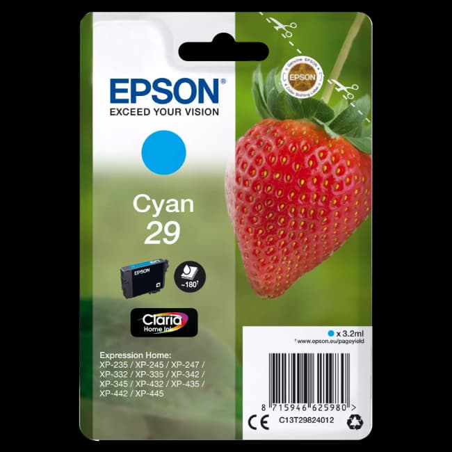Epson 29 Strawberry Indvidual Ink | Cyan | C13T29824012