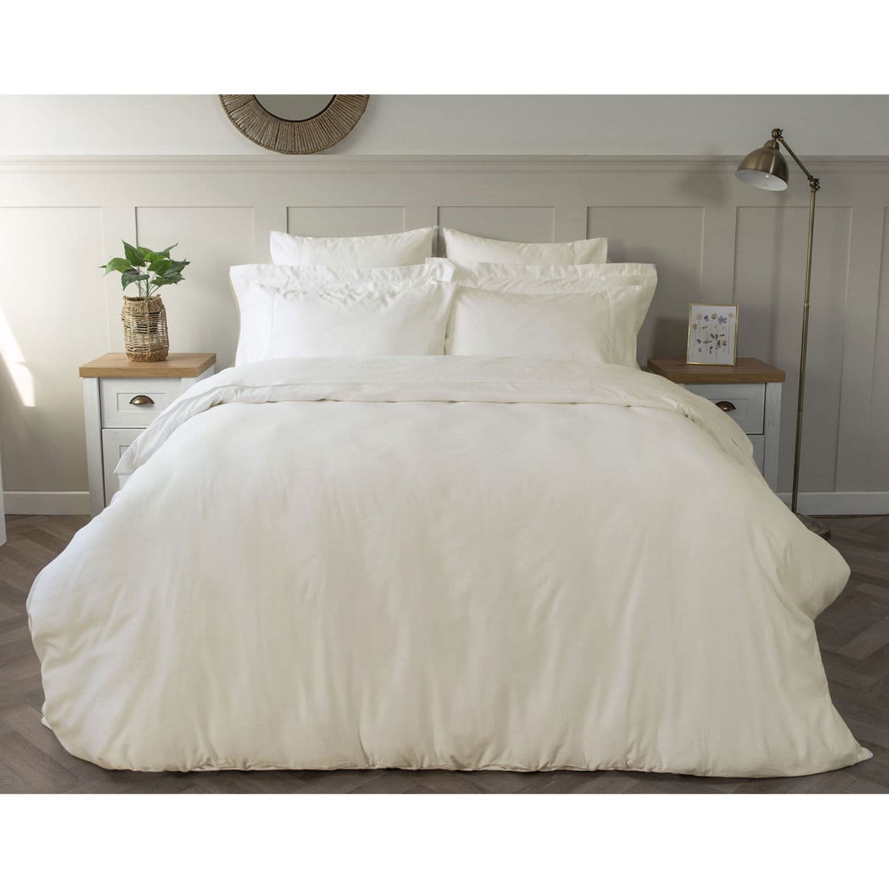 600 Thread Count Pure Egyptian Cotton Sateen Coordinated Bedding Ivory
