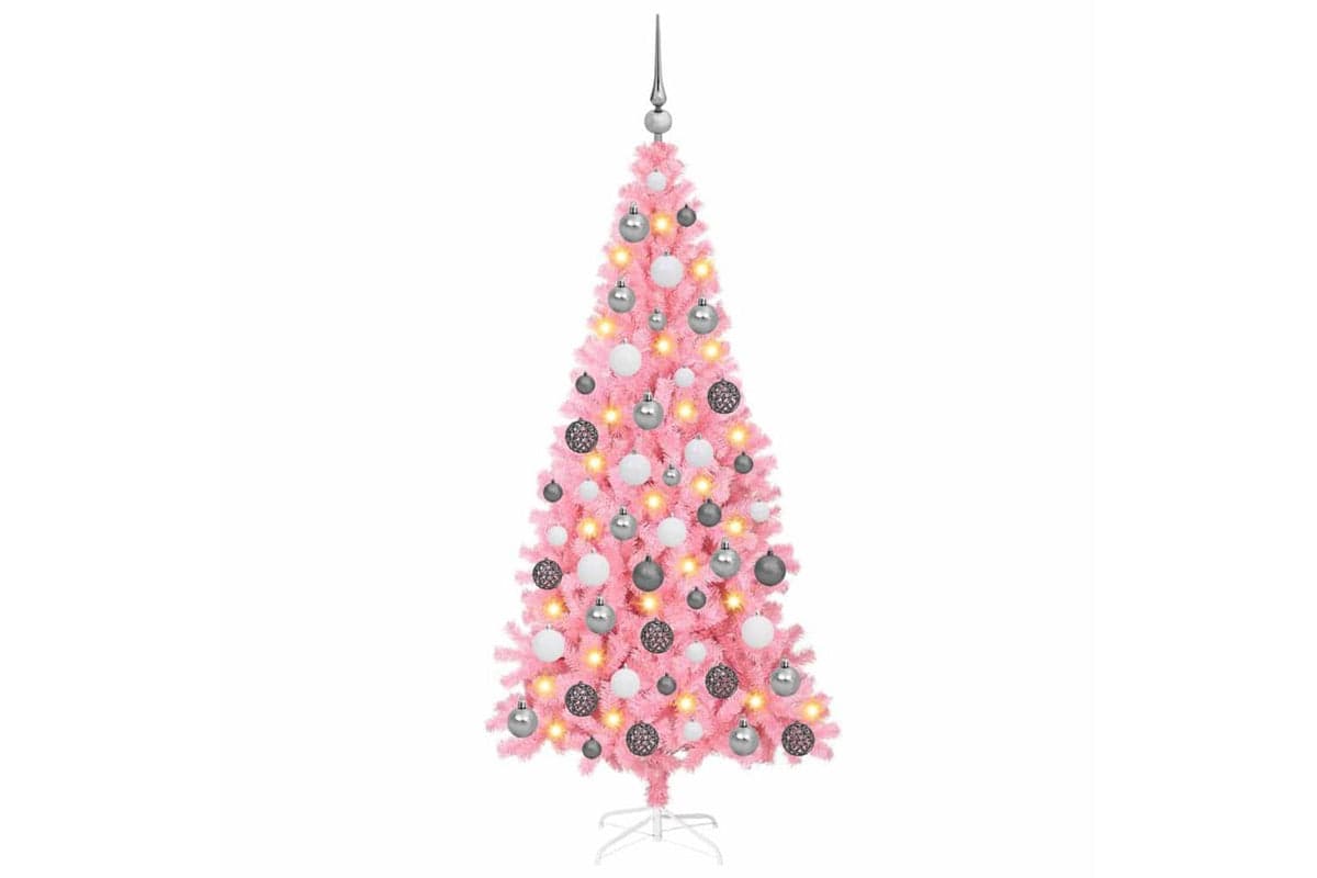 Vidaxl Christmas Tree With 300 Leds With Stand Pink 180 Cm Pvc