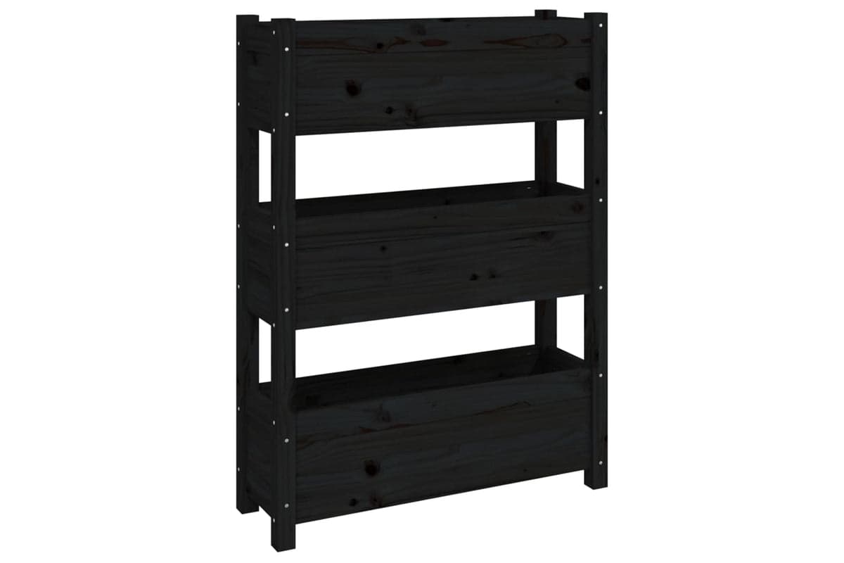 vidaXL 823938 Planter Black 77x25x104.5cm Solid Wood Pine