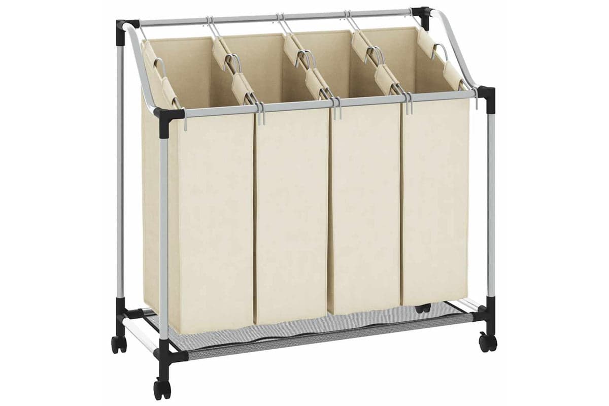 Vidaxl 282428 Laundry Sorter With 4 Bags Cream Steel