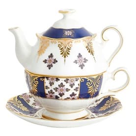 Regency Blue Tea for One Teapot, Cup & Saucer Three-Piece Set