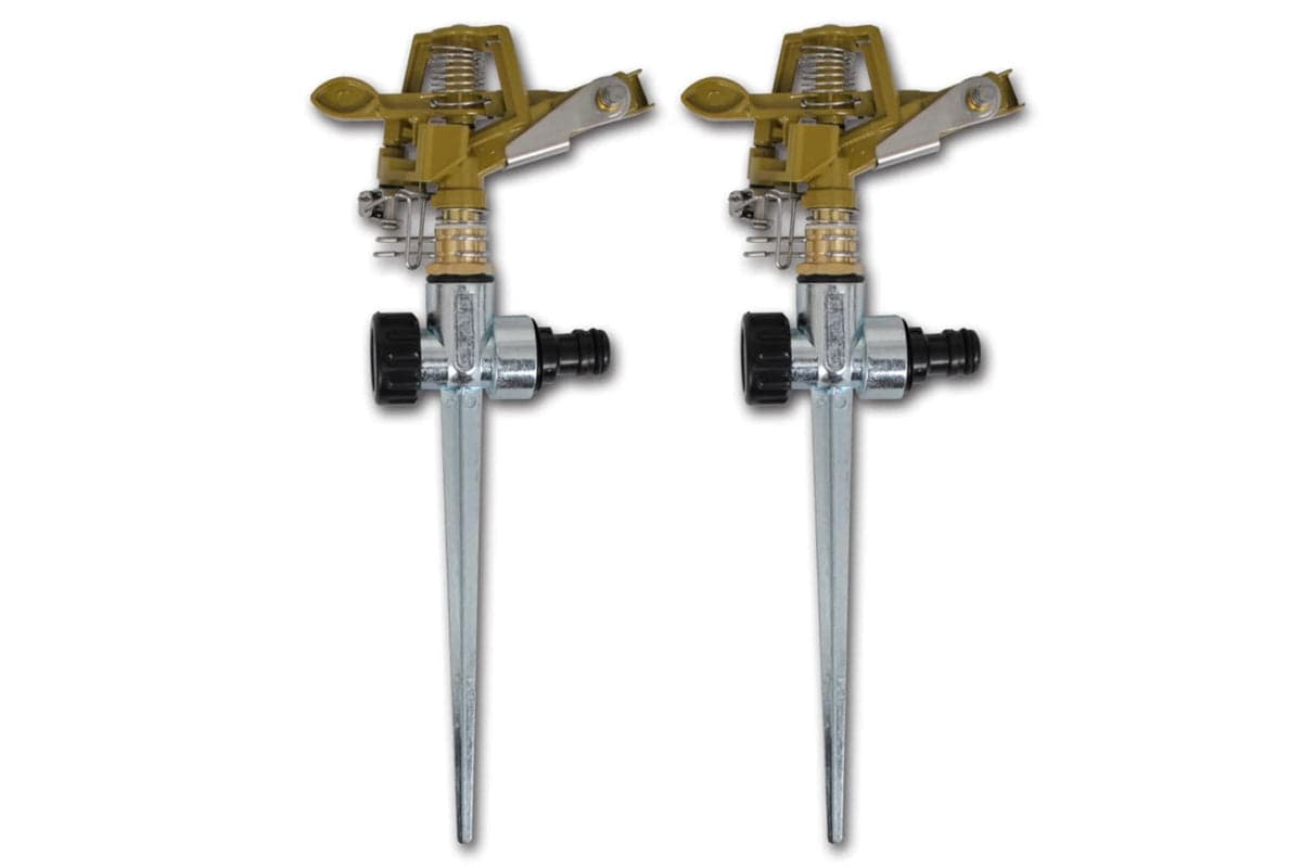 Vidaxl 40912 Impulse Sprinklers Garden Watering Zinc Metal Spike 2 Pcs