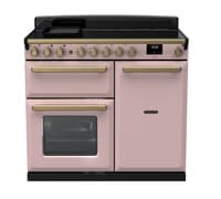 Rangemaster Estel Deluxe 100cm Induction Range Cooker - Pale Pink with Brass Trim | ESDL100EIPPPK/AB1