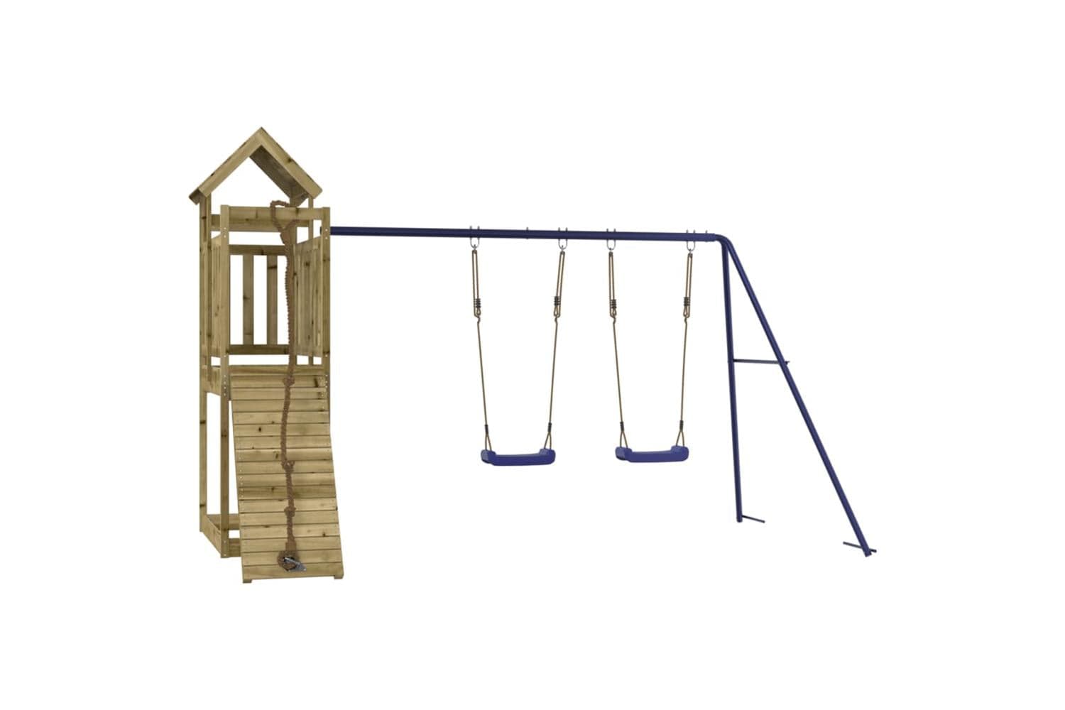 Vidaxl 3155971 Playhouse With Climbing Wall Swings Impregnated Wood Pine