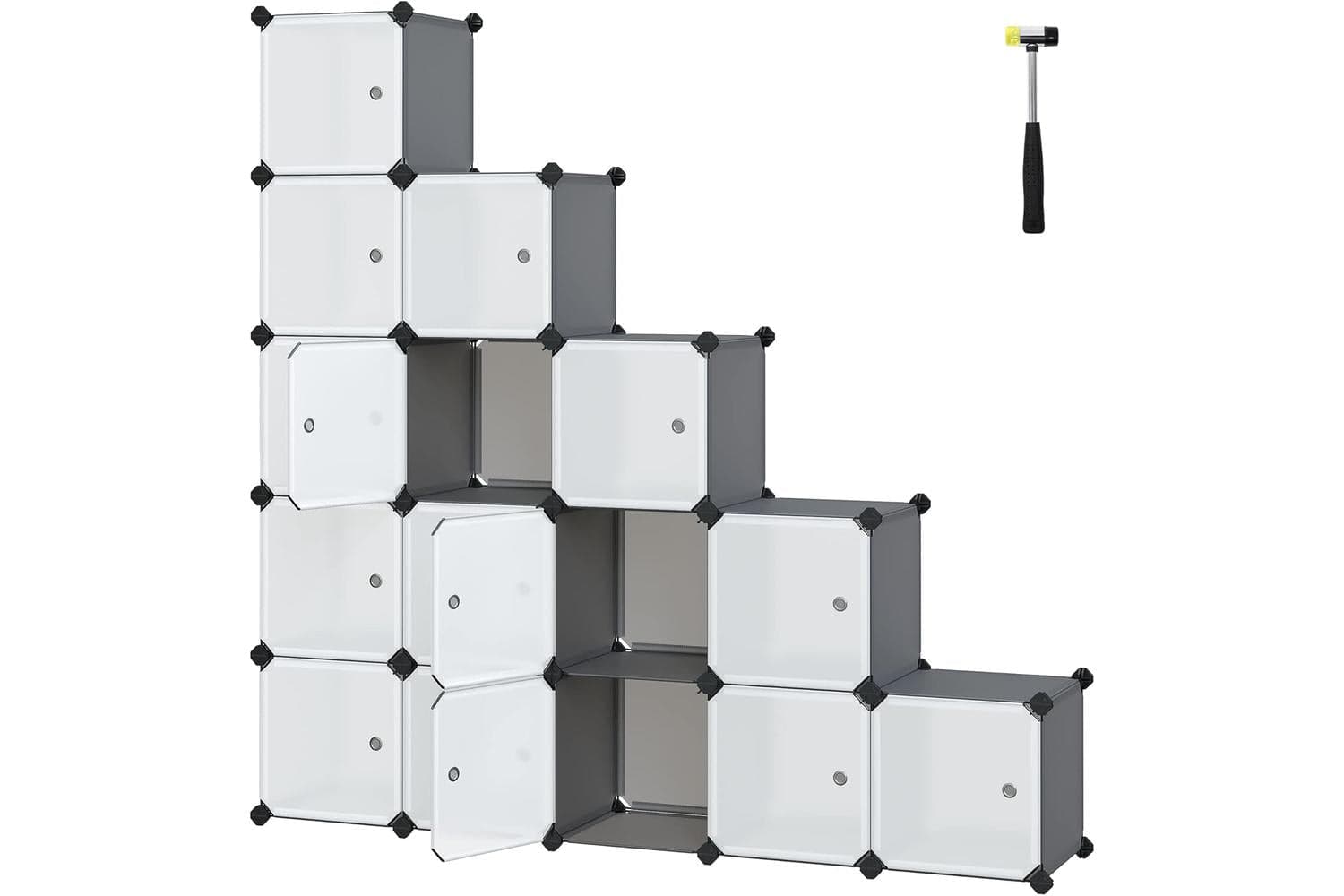 Songmics Racking System | Plastic Wardrobe | 15 Cubes | Grey