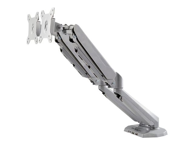 Startech Desk Mount Dual Monitor Arm with USB & Audio, Grommet/Desk Clamp VESA Mount for up to 32 inch Displays, 2x USB, 2x 3.5mm audio, Ergonomic Ful