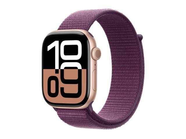 APPLE - Watch Series 10 (GPS + Cellular) - rose gold aluminium - smart watch with sport loop - plum - 64 GB