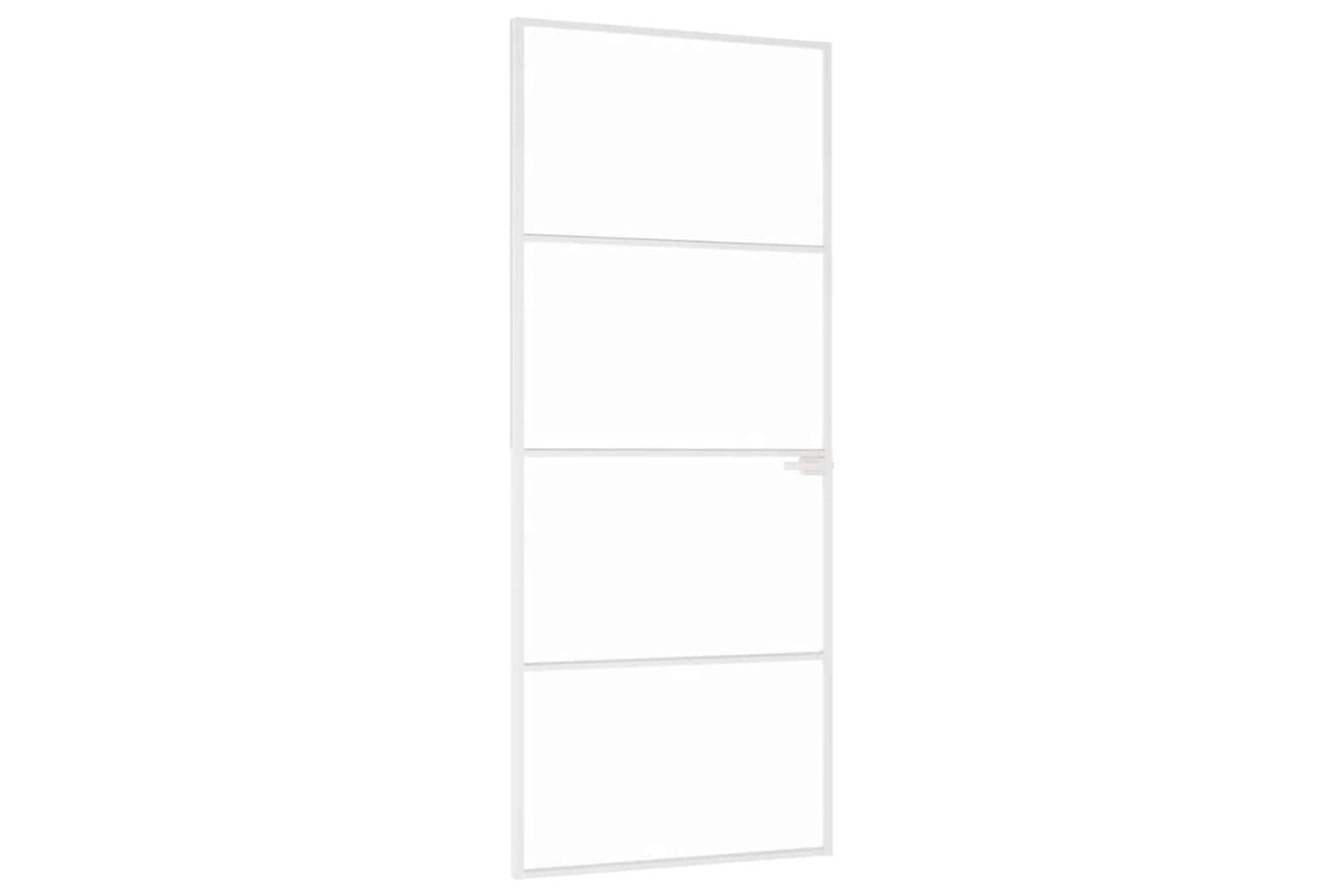 vidaXL 153667 Interior Door White 83x201.5cm Tempered Glass&aluminium Slim