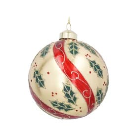 Foil Swirl Holly Glass Tree Decoration 10cm