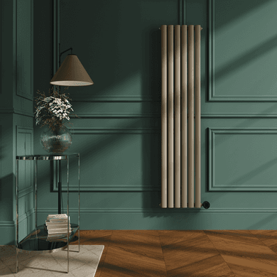 Beige Grey Vertical Smart Electric Radiator with Wi-Fi Thermostat - 1000W - H1600xW354 - Bathroom Safe