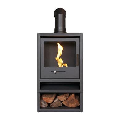 Adam Bioethanol Wood Burning-Style Flueless Stove with Log Store