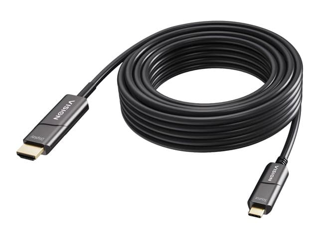 VISION - Adapter cable - USB-C male to HDMI male - 15 m - fibre optic - black - 4K60Hz (3840 x 2160) support, active