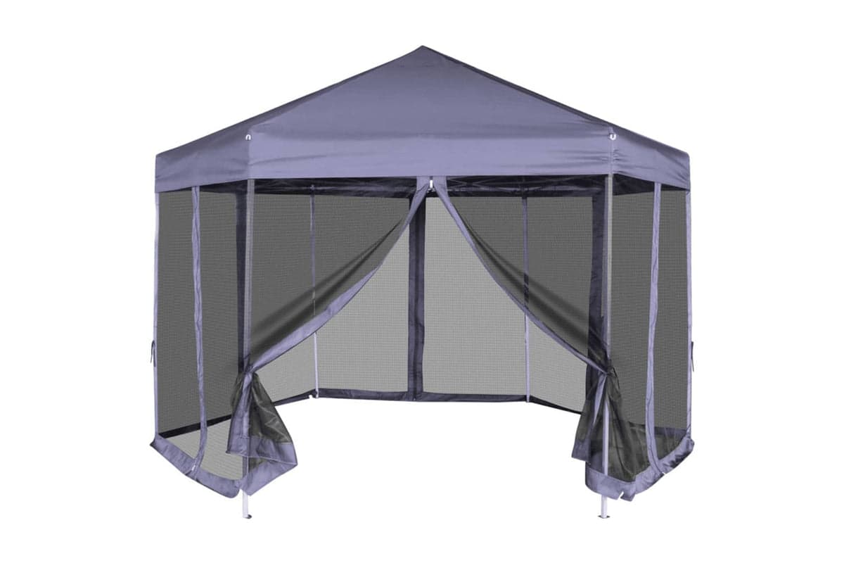 Vidaxl 42110 Hexagonal Pop-up Marquee With 6 Sidewalls Dark Blue 3.6x3.1 M