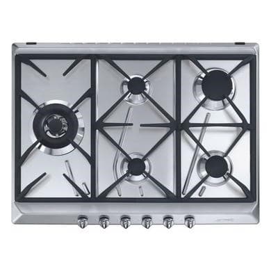 Refurbished Smeg SRV575GH5 70cm 5 Burner Cucina Gas Hob Stainless Steel with Contemporary Controls