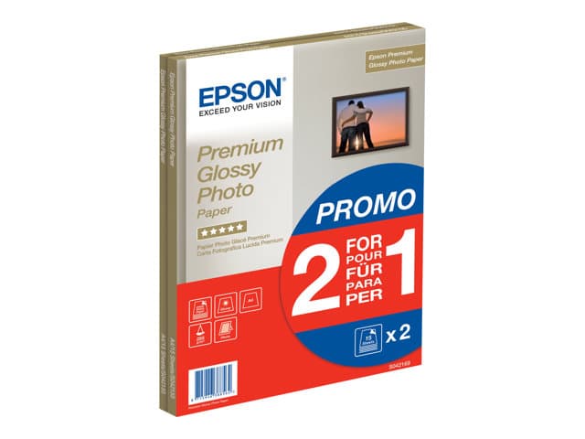 EPSON - Premium Glossy Photo Paper BOGOF - photo paper - glossy - 15 sheet(s) - A4 - 255 g/m² (pack of 2)