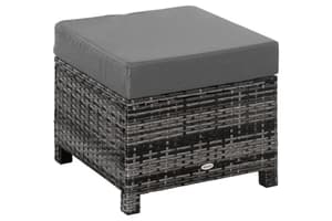 Outsunny Rattan Footstool with Soft Cushion | Grey