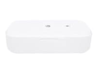 MANHATTAN - UV Phone Sanitizer (Clearance Pricing), Integrated UV LEDs to eliminate germs, viruses and bacteria, Quick 1-minute or 5-minute cleaning cycle, Auto-off UV light when opened, White, Three Year Warranty, Retail
