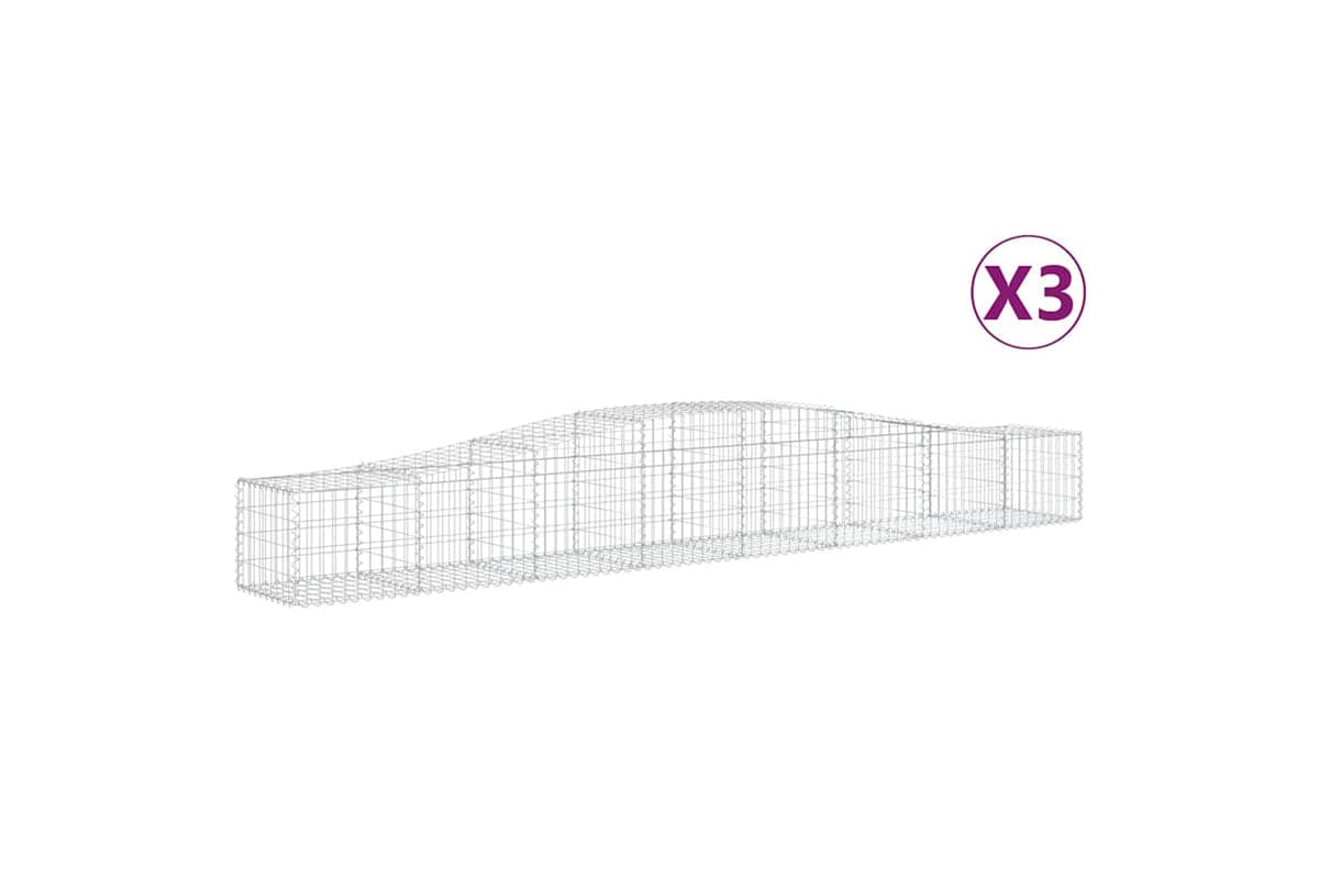 vidaXL 3145918 Arched Gabion Baskets 3 Pcs 400x50x40/60cm Galvanised Iron