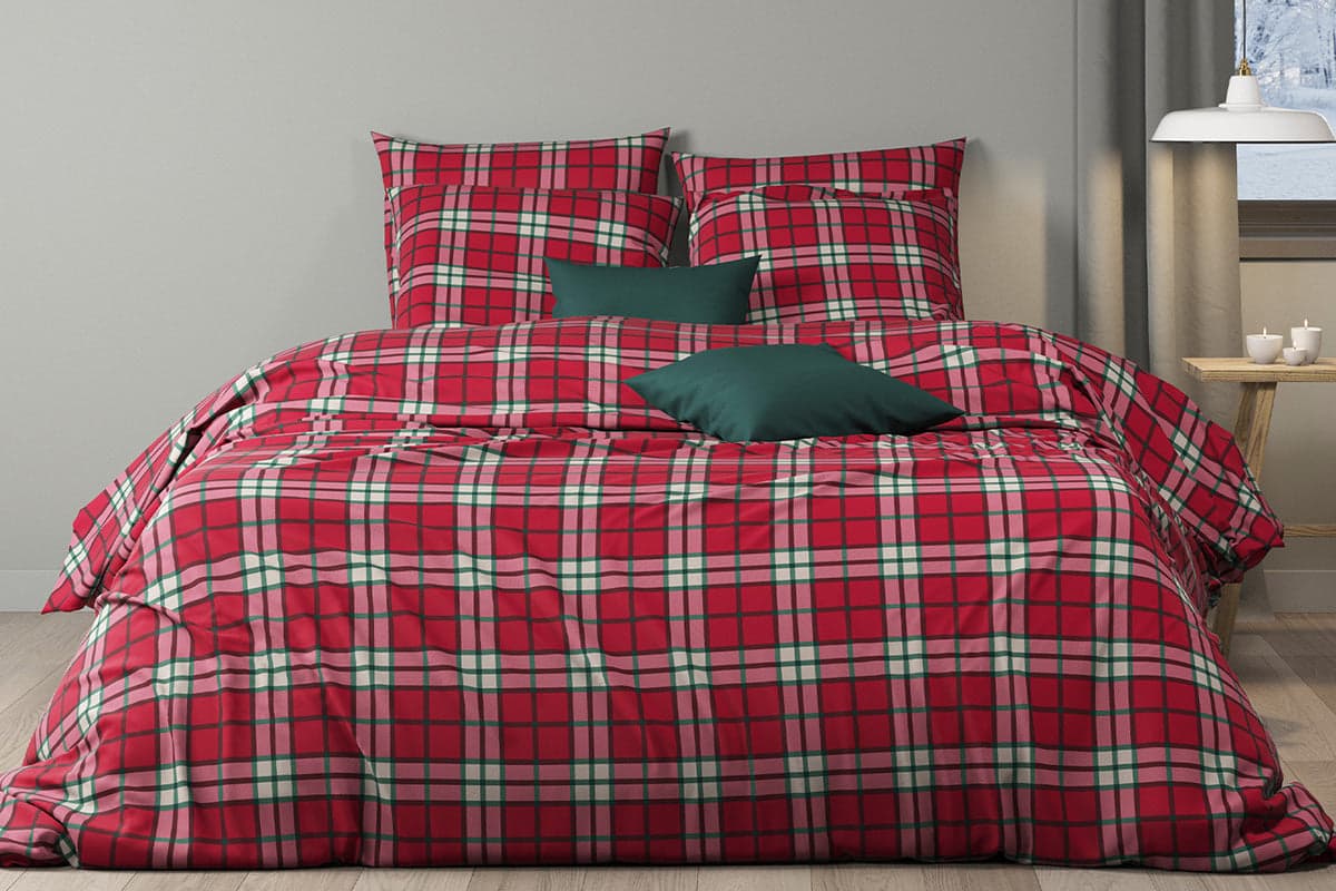 Mistral Home | Red Check Duvet Cover Set | Multicolour | Single