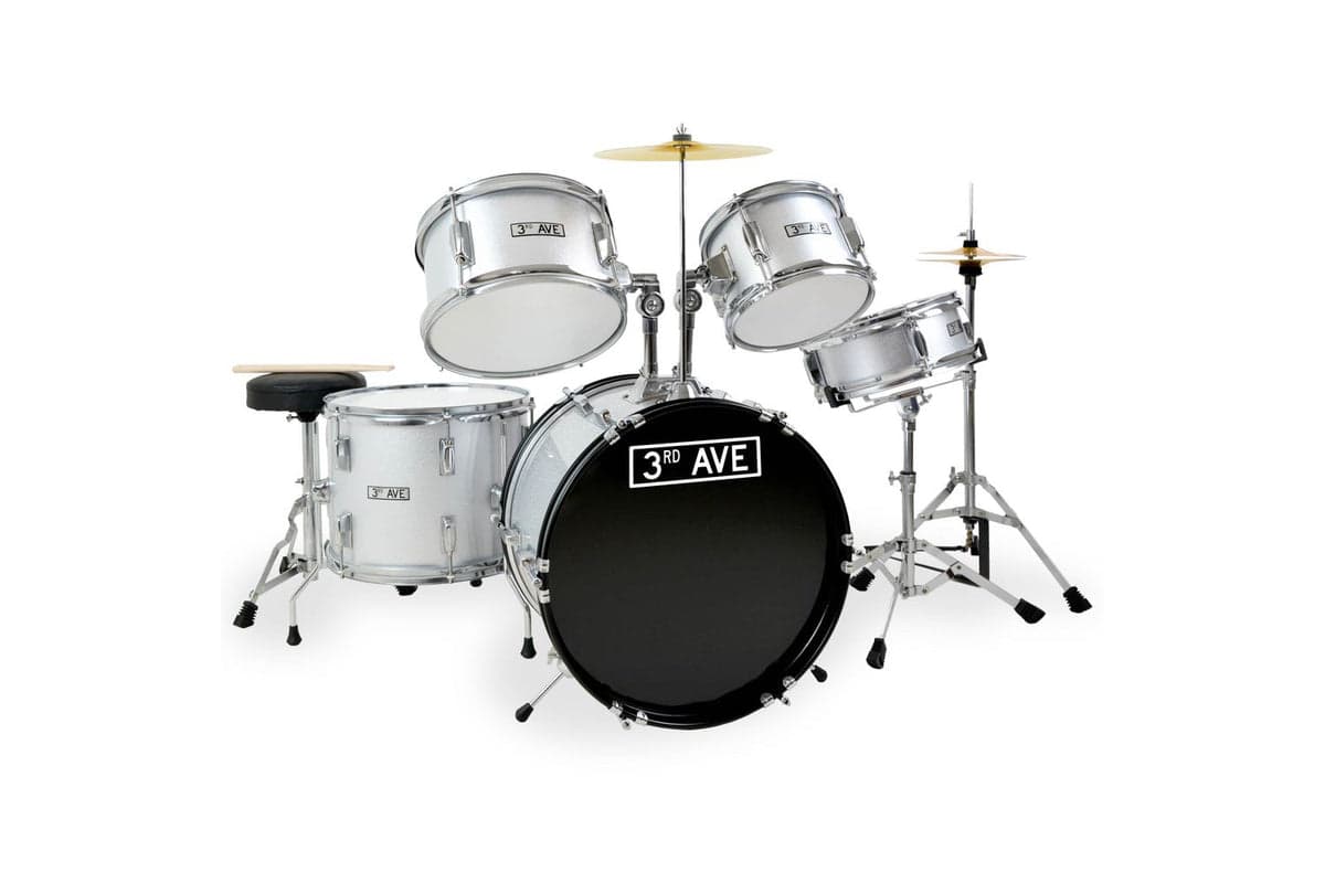 3rd Avenue 5 Piece Junior Drum Kit - Silver