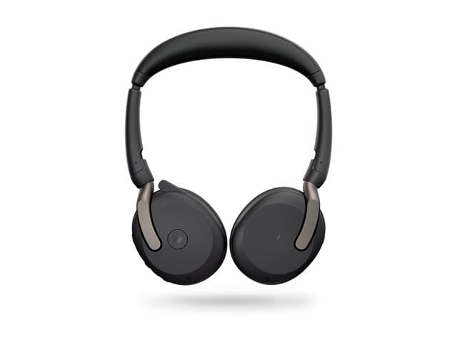 JABRA - Evolve2 65 Flex MS Stereo - Headset - on-ear - Bluetooth - wireless - active noise cancelling - USB-C - black - with wireless charging pad - Certified for Microsoft Teams