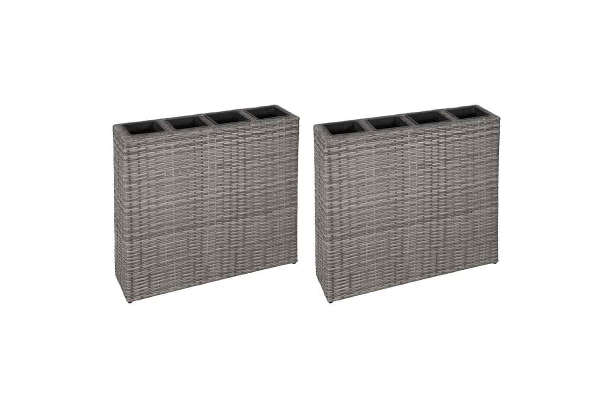 Vidaxl 279080 Garden Raised Bed With 4 Pots 2 Pcs Poly Rattan Grey(2x45426)