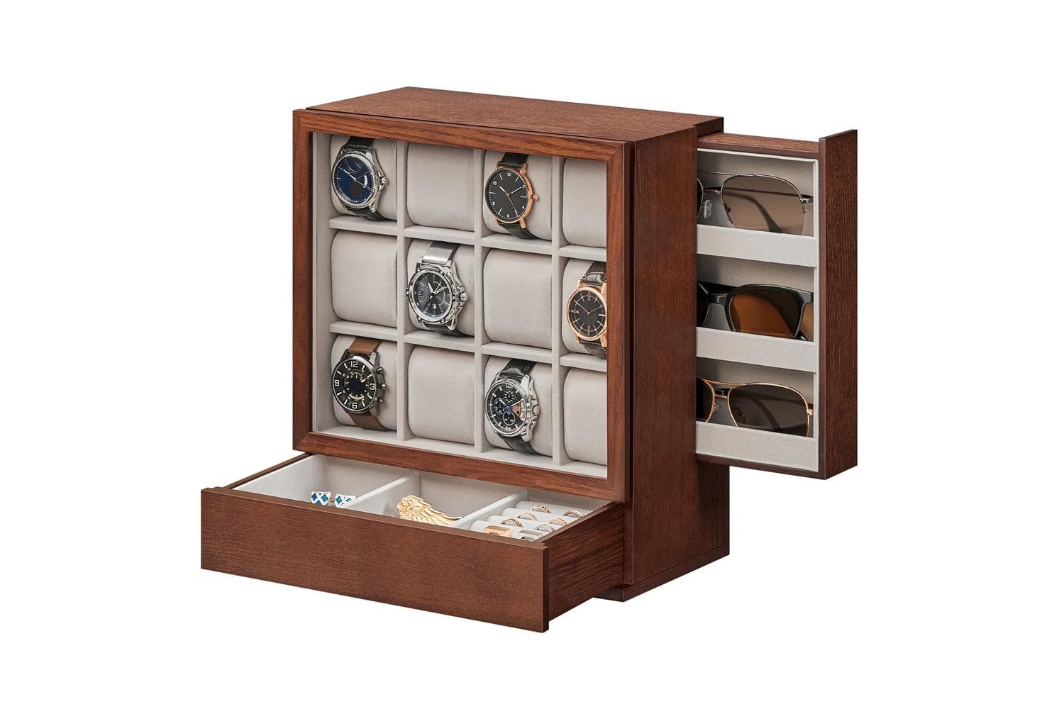 Watch Box | Watch And Jewelry Organiser | Solid Wood Veneer | 12 Slot