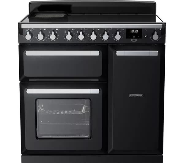 RANGEMASTER Estel Deluxe ESDL90EIPGBL/CM1 90 cm Electric Induction Range Cooker - Black & Chrome