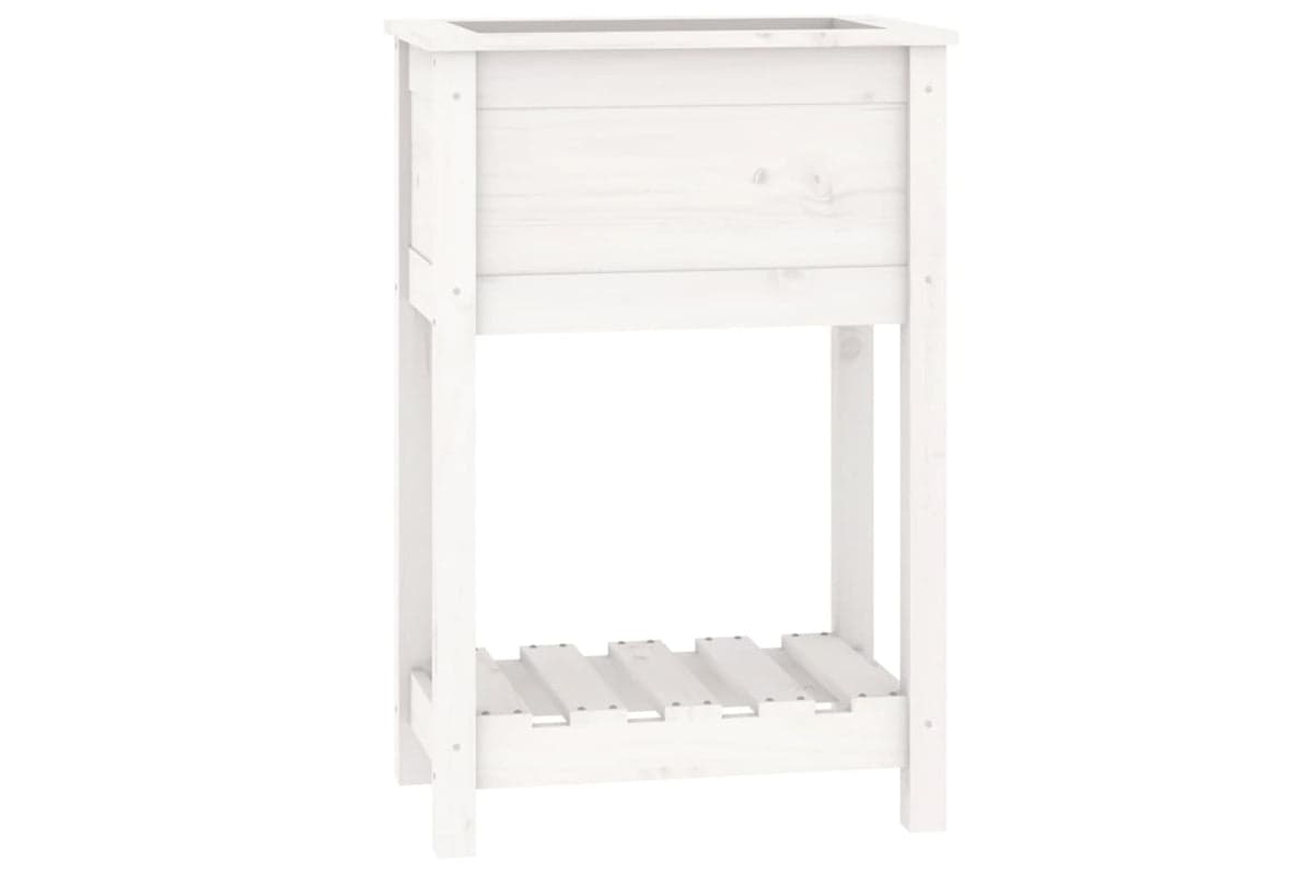vidaXL 823753 Planter With Shelf White 54x34.5x81cm Solid Wood Pine