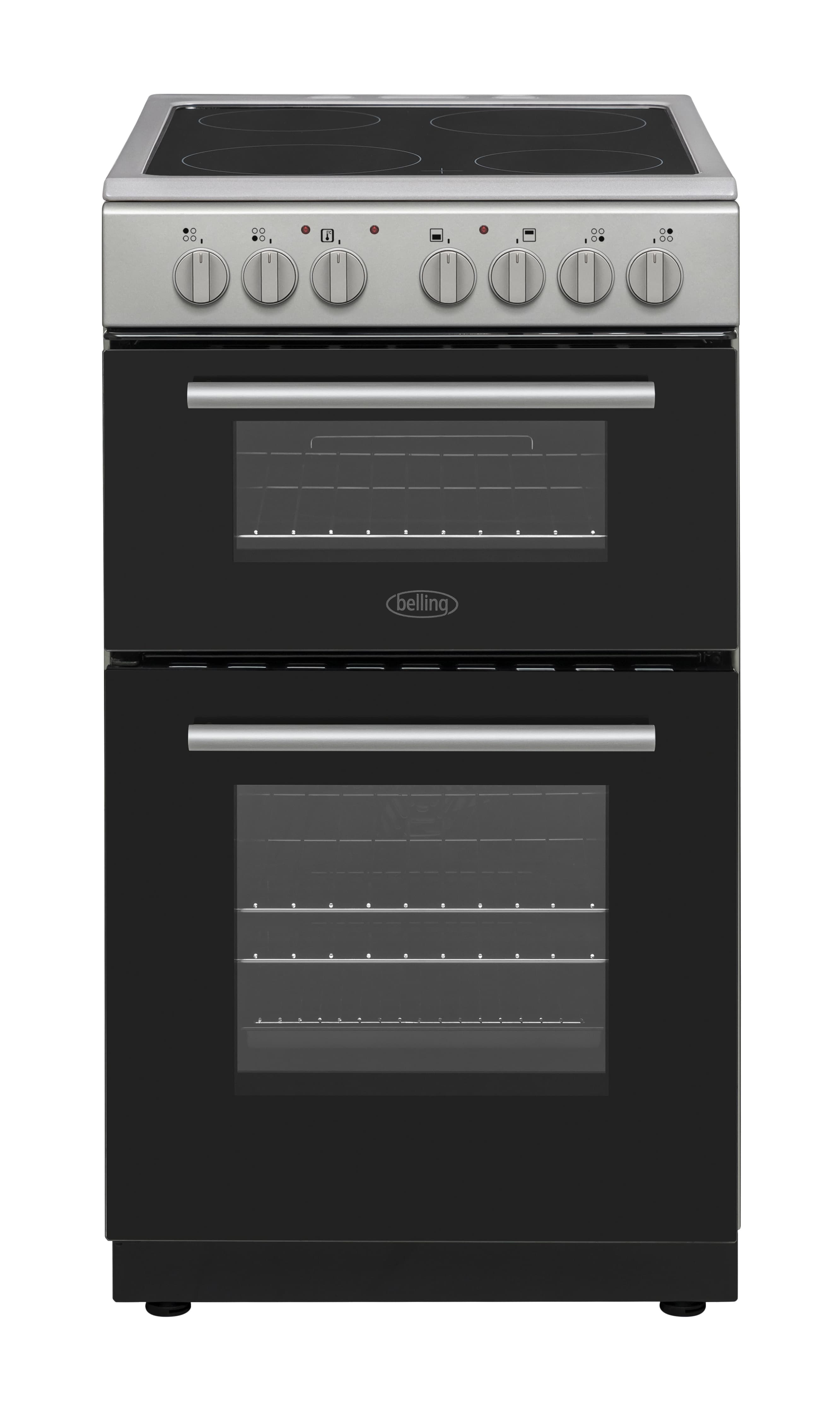 Belling 50cm Cooker Silver Ceramic Hob - Black & Silver | BFSE52DOCSIL