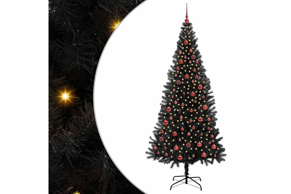 Vidaxl Christmas Tree With 300 Leds With Stand Black 210 Cm Pvc
