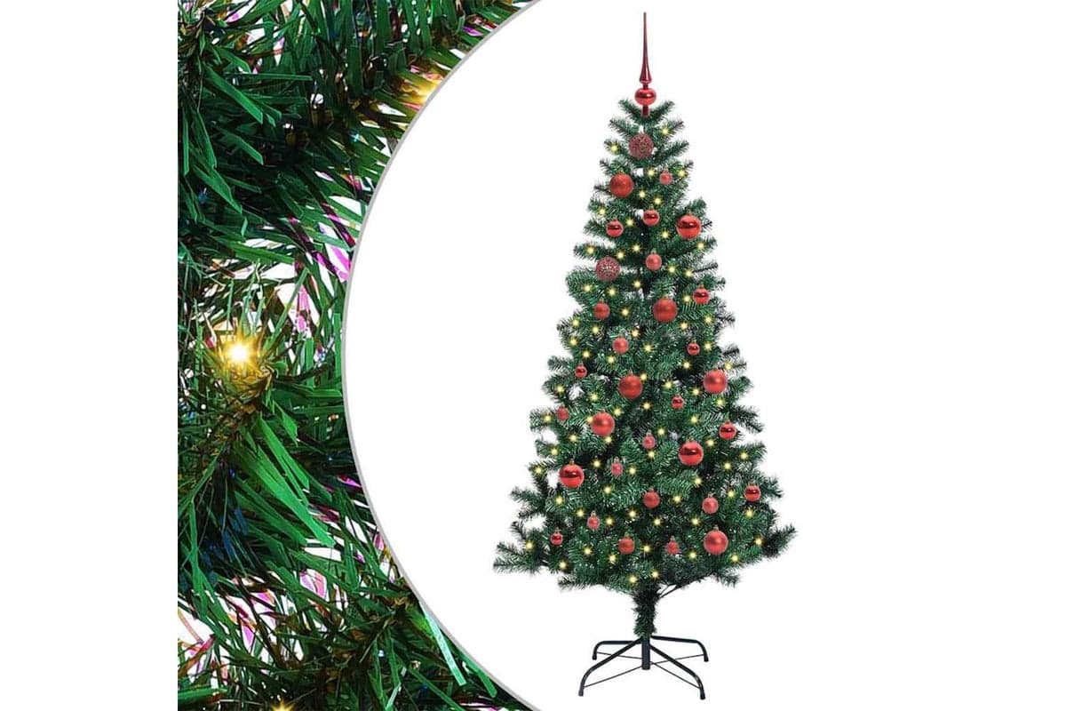 Vidaxl Artificial Pre-lit Christmas Tree Green 150 Cm Pvc And Metal