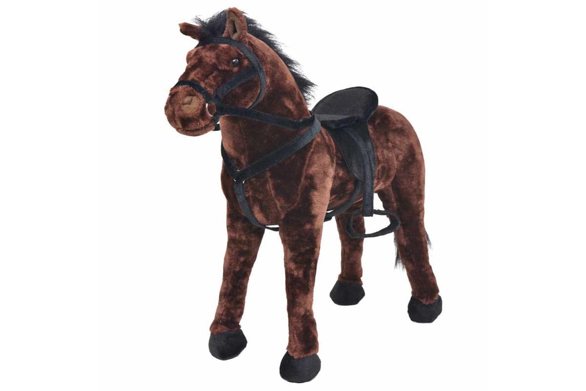 Vidaxl Standing Plush Toy Horse Dark Brown Xxl