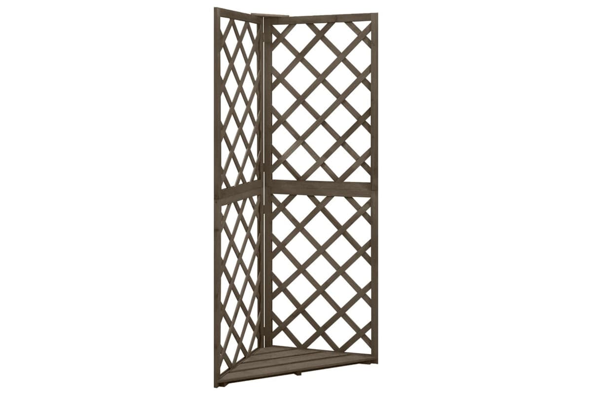 vidaXL 316408 Corner Trellis Grey 50x50x145cm Solid Fir Wood