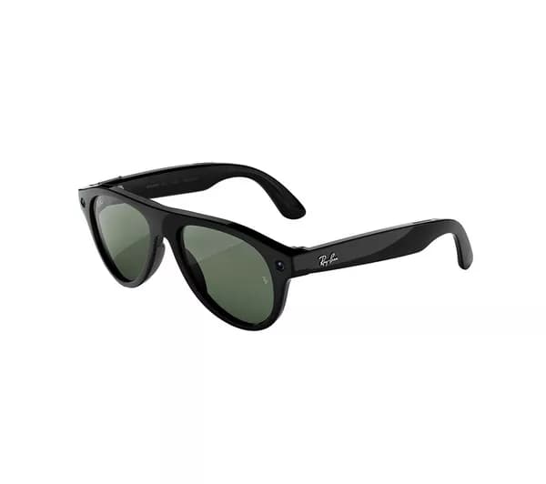 META RAY-BAN Aviator (Gen 3) AI Glasses - Shiny Black with Green Transitions Lenses