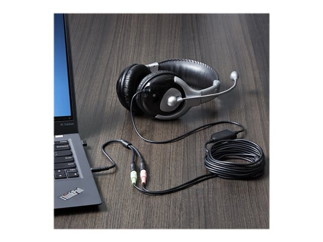 STARTECH.COM - Startech 4 Position to 2x 3 Position 3.5mm Headset Splitter Adapter - Headset splitter - 4-pole mini jack male to mini jack female - 20 cm - black - for P/N: DK30A2DH, DK30CHDDPPD, DK30CHDPPDUE, MST30C2HDPPD, USB3SMDOCK4K, USB3VDOCKD