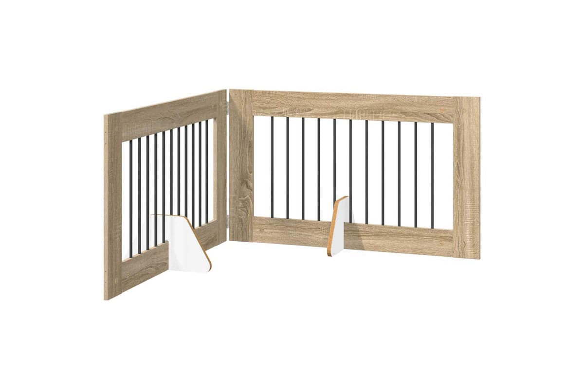 Vidaxl Foldable Dog Gate With Stands 2 Pcs Sonoma Oak 2005 Cm