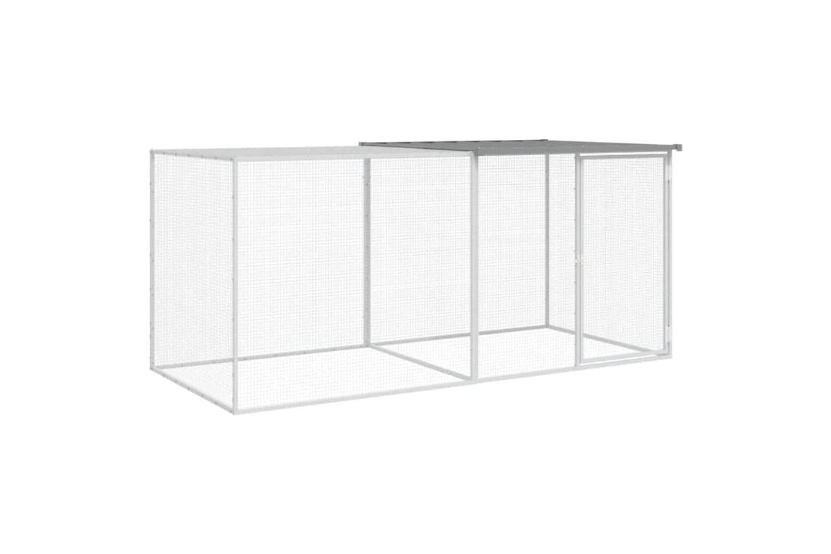 Vidaxl Chicken Cage With Roof Light Grey 203x98x90 Cm Galvanised Steel