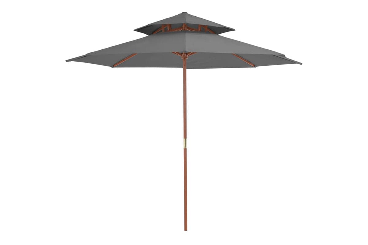 vidaXL 44519 Double Decker Parasol With Wooden Pole 270cm Anthracite